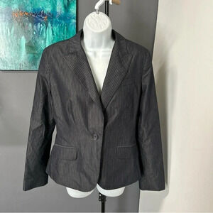 New‎ York & Company Blazer Jacket Women’s 10 Gray Pinstriped Lined Career Office